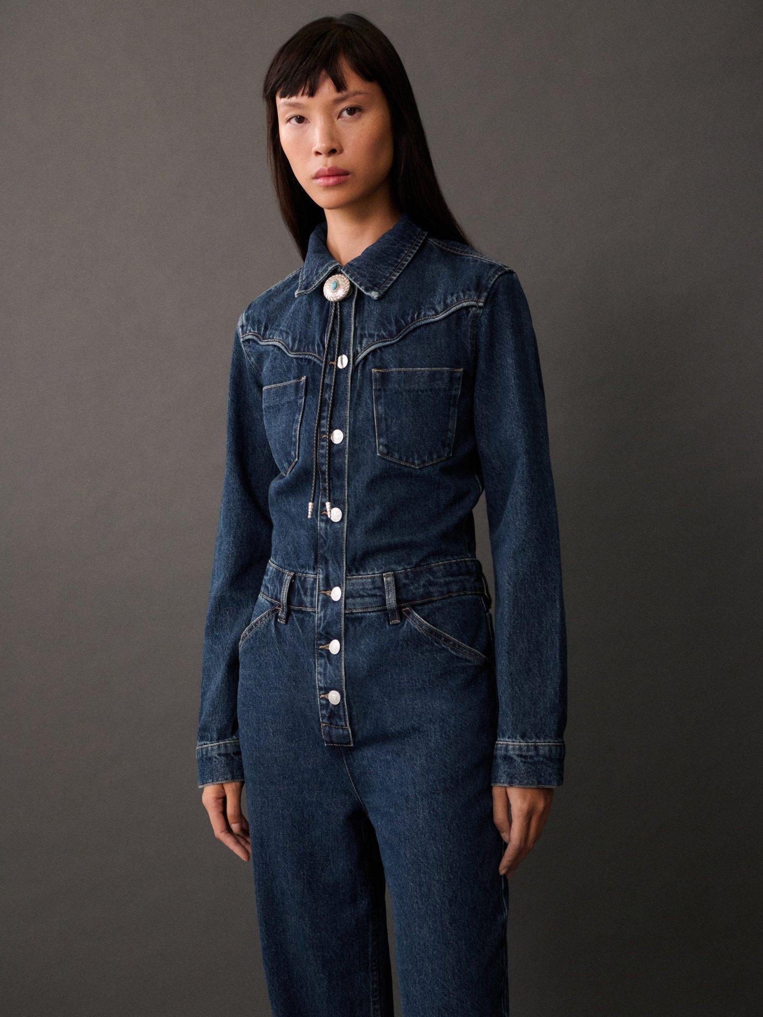 Mango navy jumpsuit clearance