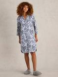 White Stuff Annie Abstract Heart Jersey Nightdress, Grey/Multi