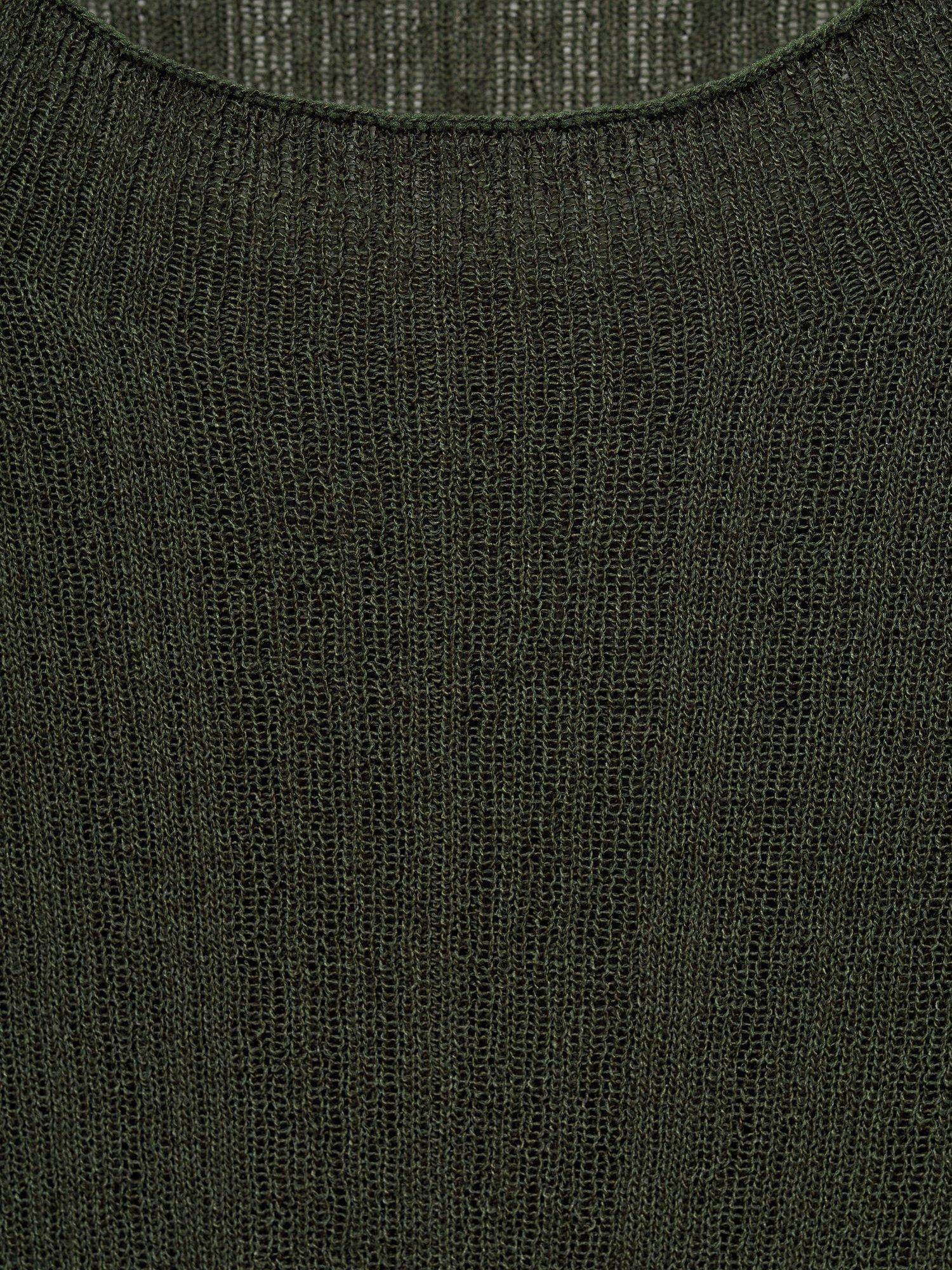 Product image 5 of 7, which shows Mango Valle Slim Fit Split Hem Jumper, Dark Green, XS