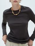 Mango Biri Long Sleeve Top, Dark Grey