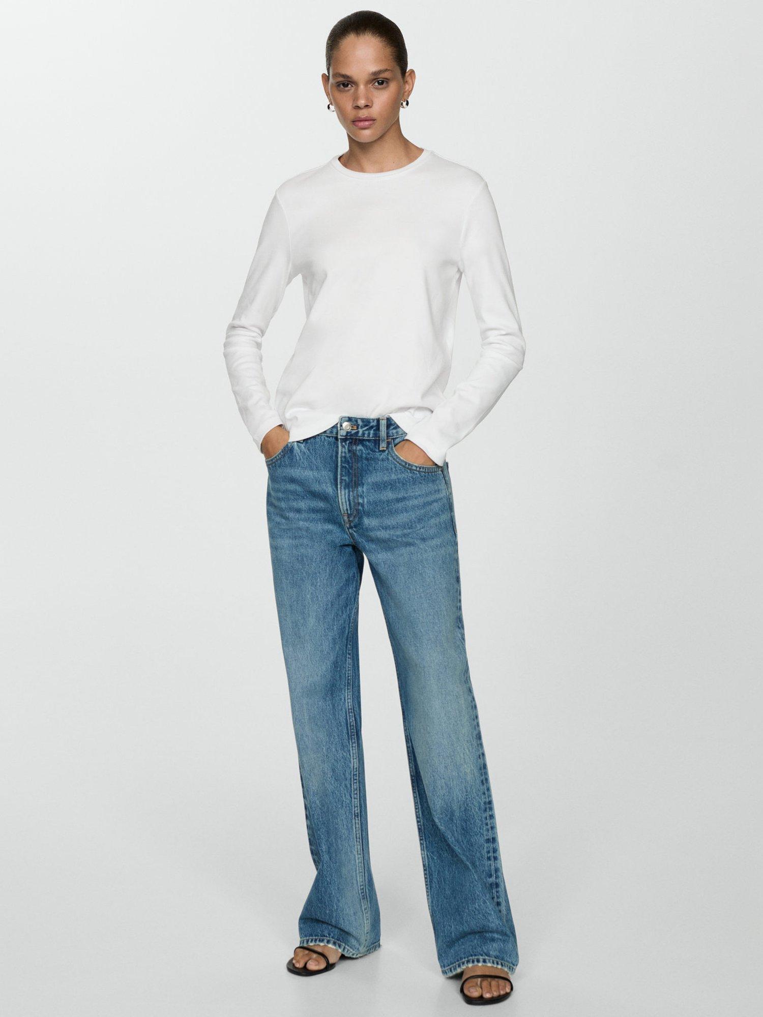 Product image 2 of 6, which shows Mango Biri Cotton Long Sleeve Tee, White, L