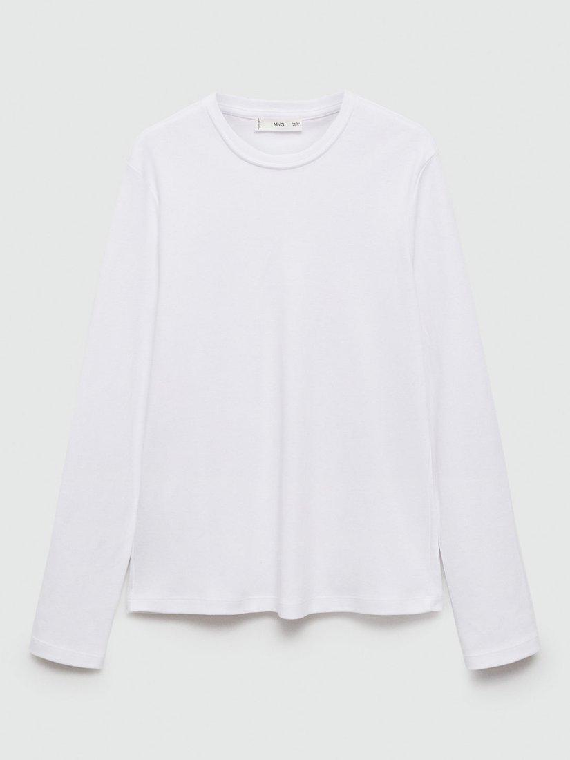 Product image 3 of 6, which shows Mango Biri Cotton Long Sleeve Tee, White, L