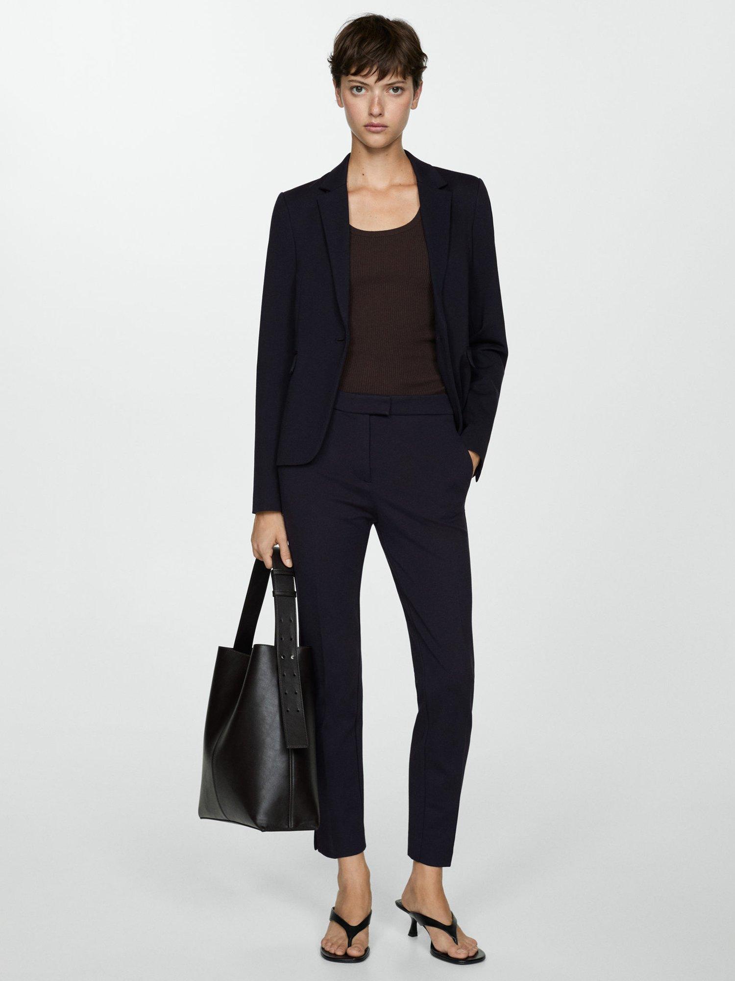 Product image 2 of 7, which shows Mango Paloma Skinny Suit Trousers, Navy, 4