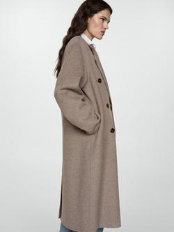 Mango Picarol Oversized Wool Blend Coat, Medium Brown