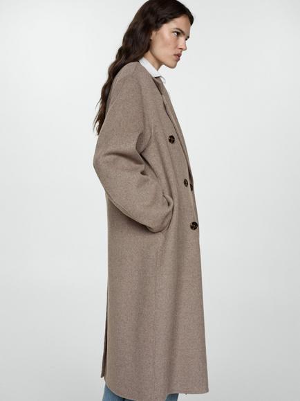 Mango Picarol Oversized Wool Blend Coat, Medium Brown