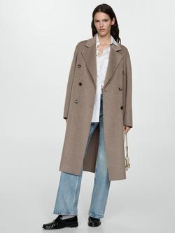 Mango Picarol Oversized Wool Blend Coat - view 2, Medium Brown