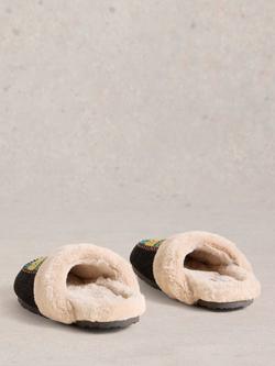 White Stuff Myrtle Knitted Mule Slippers, Charcoal/Multi - view 2, Charcoal/Multi