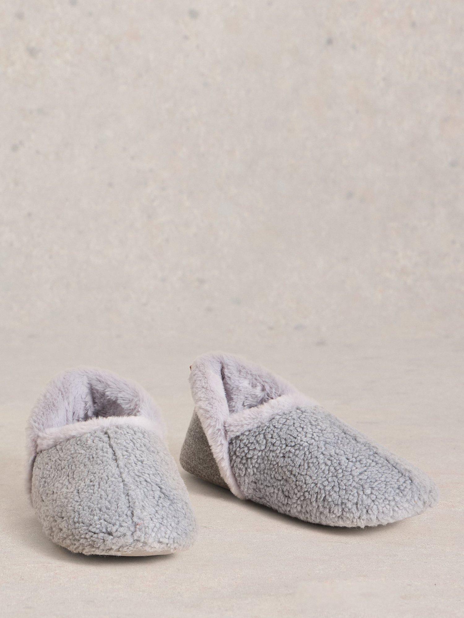 Product image 4 of 4, which shows White Stuff Reya Faux Fur Slippers, Mid Grey, 3