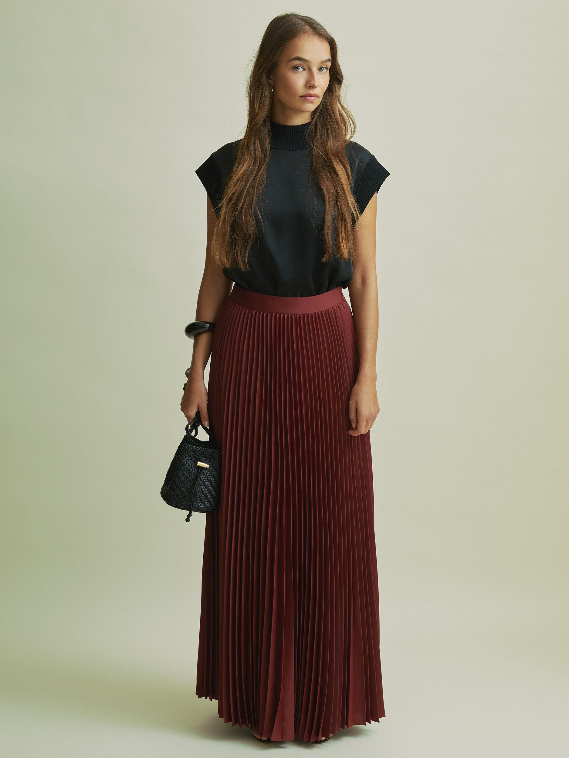 Pleated maxi skirt uk best sale