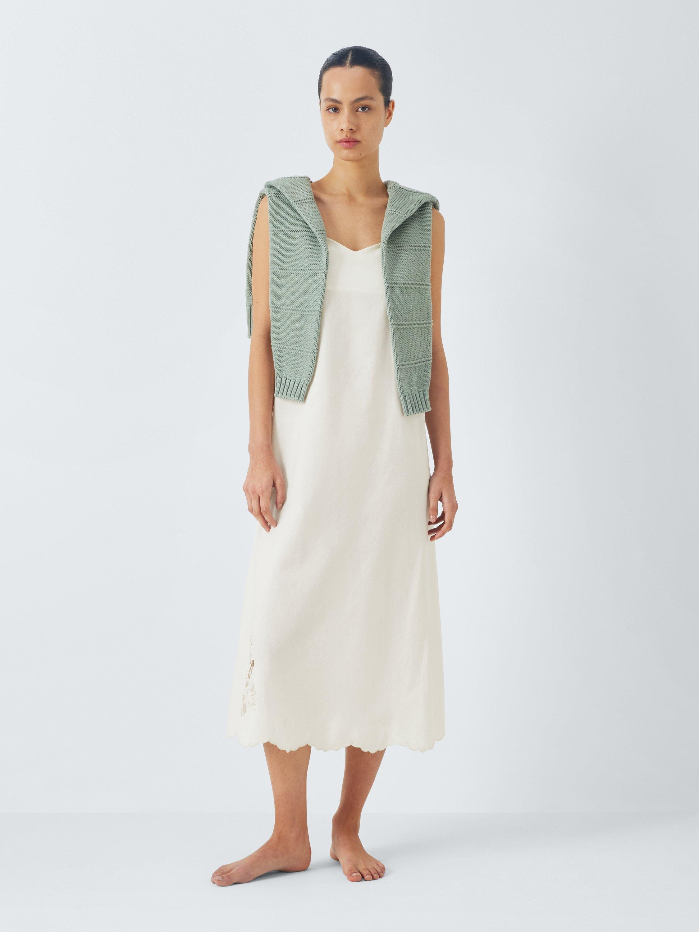 Product image 3 of 6, which shows AND/OR Broderie Anglaise Chemise, Ivory, 8