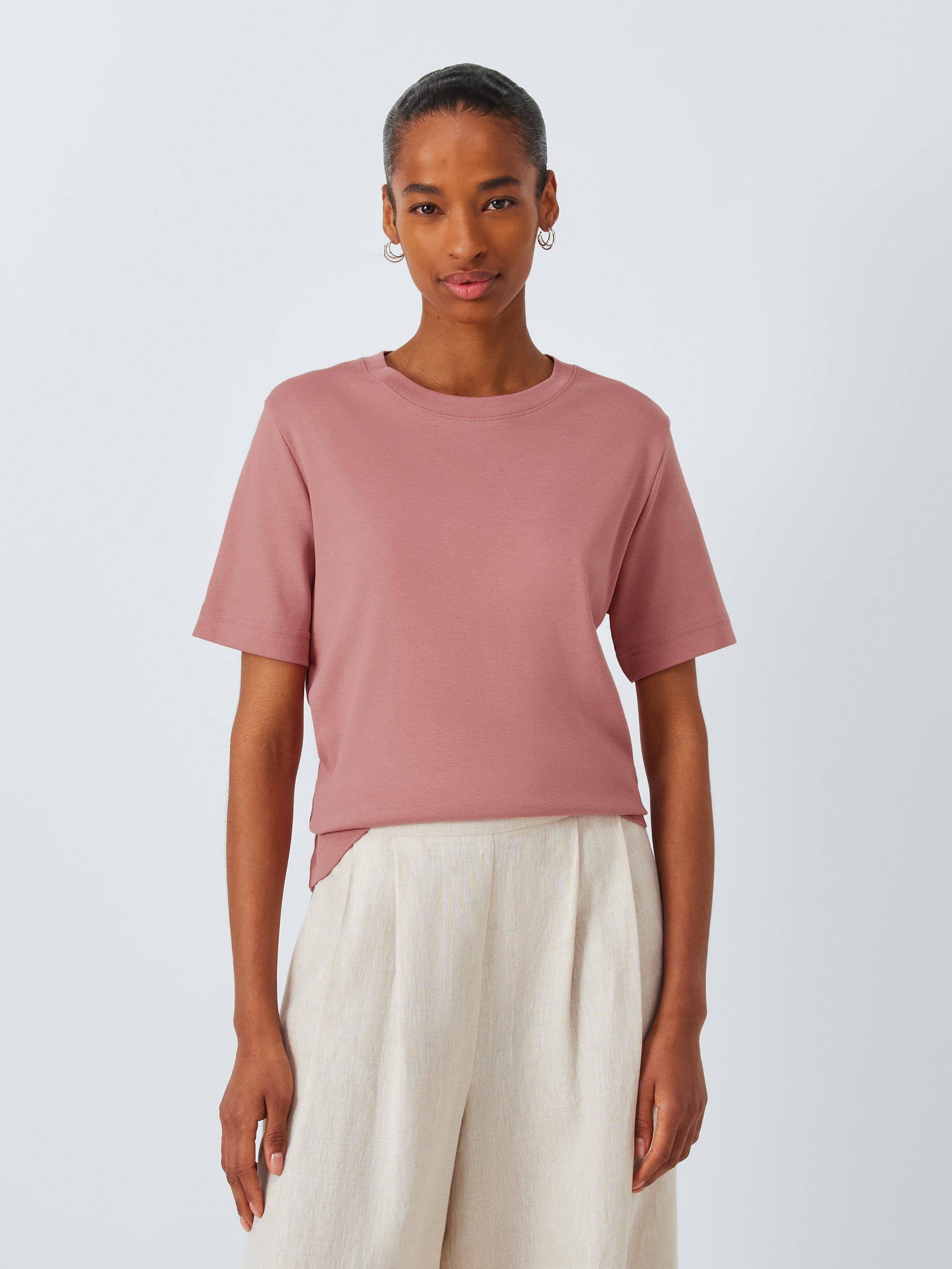 Product image 1 of 6, which shows John Lewis Organic Cotton Short Sleeve Crew Neck T-Shirt, Pink, 6