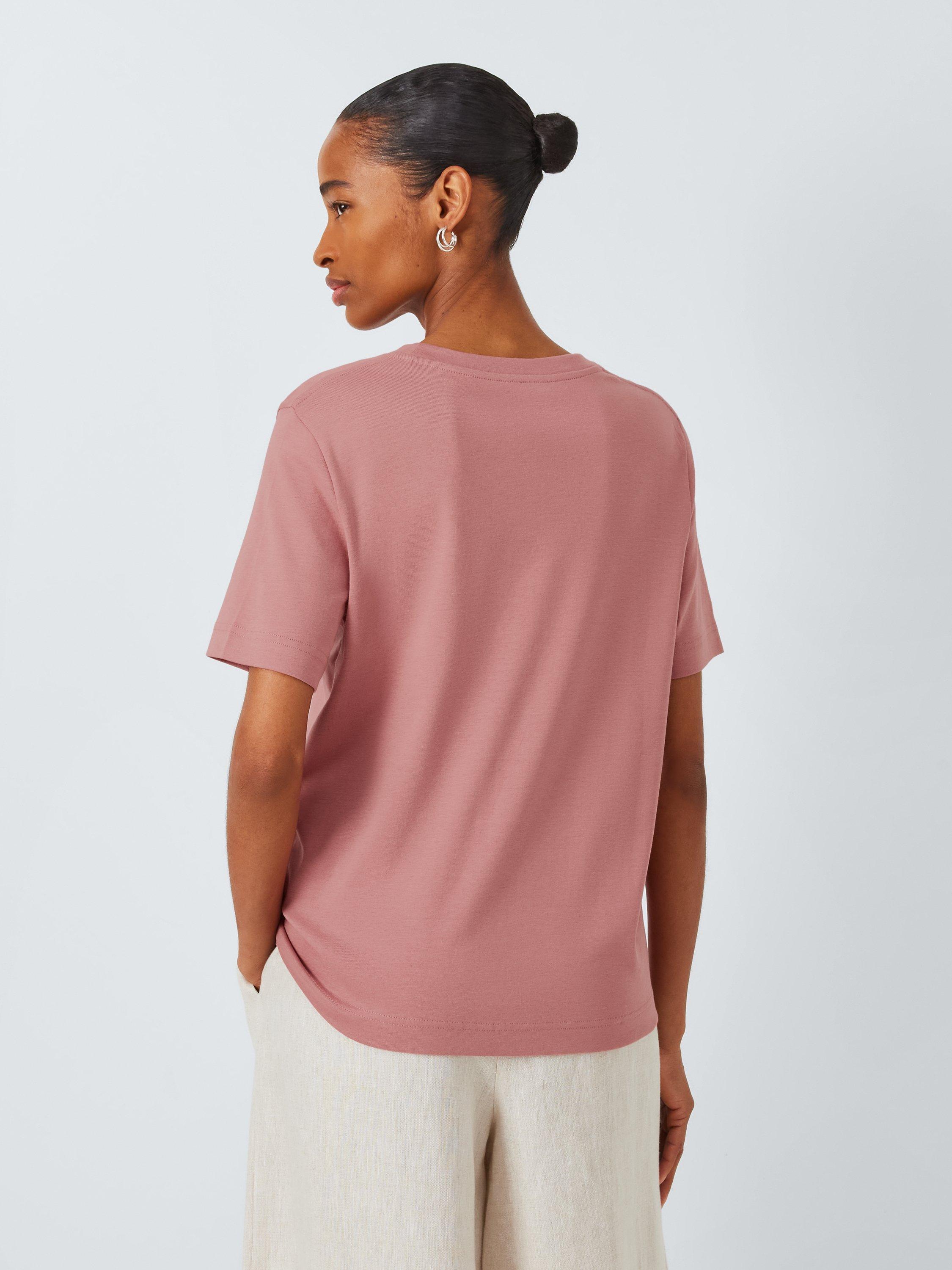 Product image 2 of 6, which shows John Lewis Organic Cotton Short Sleeve Crew Neck T-Shirt, Pink, 6