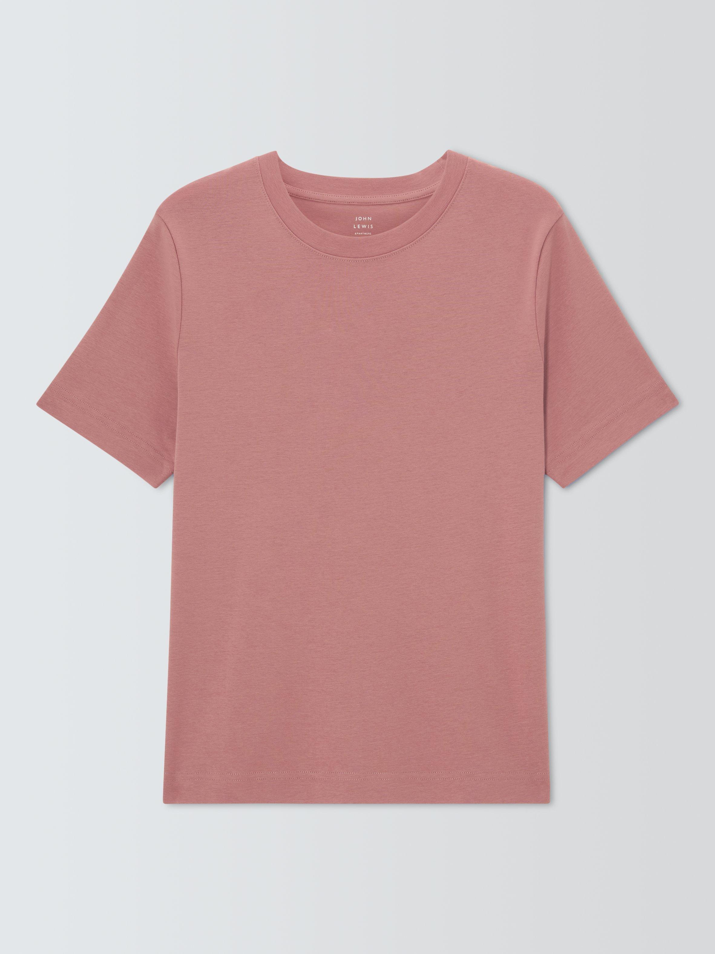 Product image 4 of 6, which shows John Lewis Organic Cotton Short Sleeve Crew Neck T-Shirt, Pink, 6