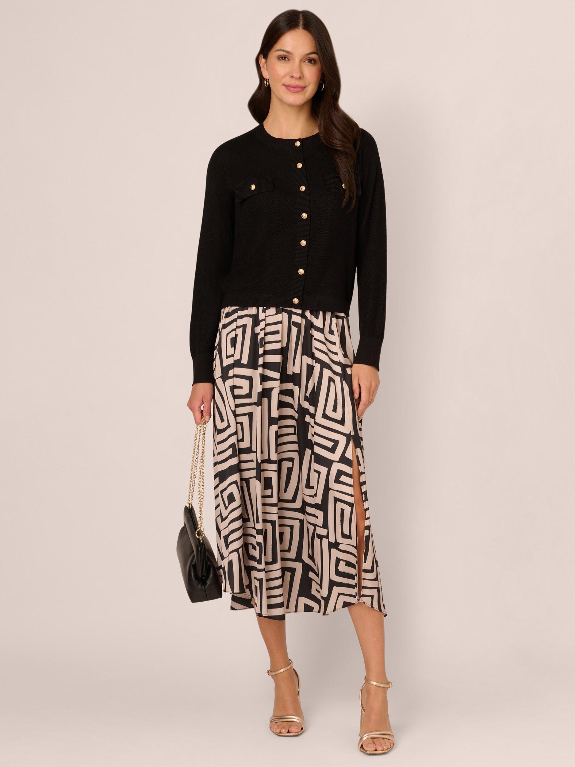 Adrianna Papell Button Front Cardigan, Black