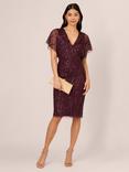 Adrianna Papell Bead Dolman Sleeve Dress, Deep Amethyst