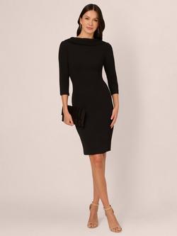 Adrianna Papell Roll Neck Crepe Dress, Black - view 2, Black