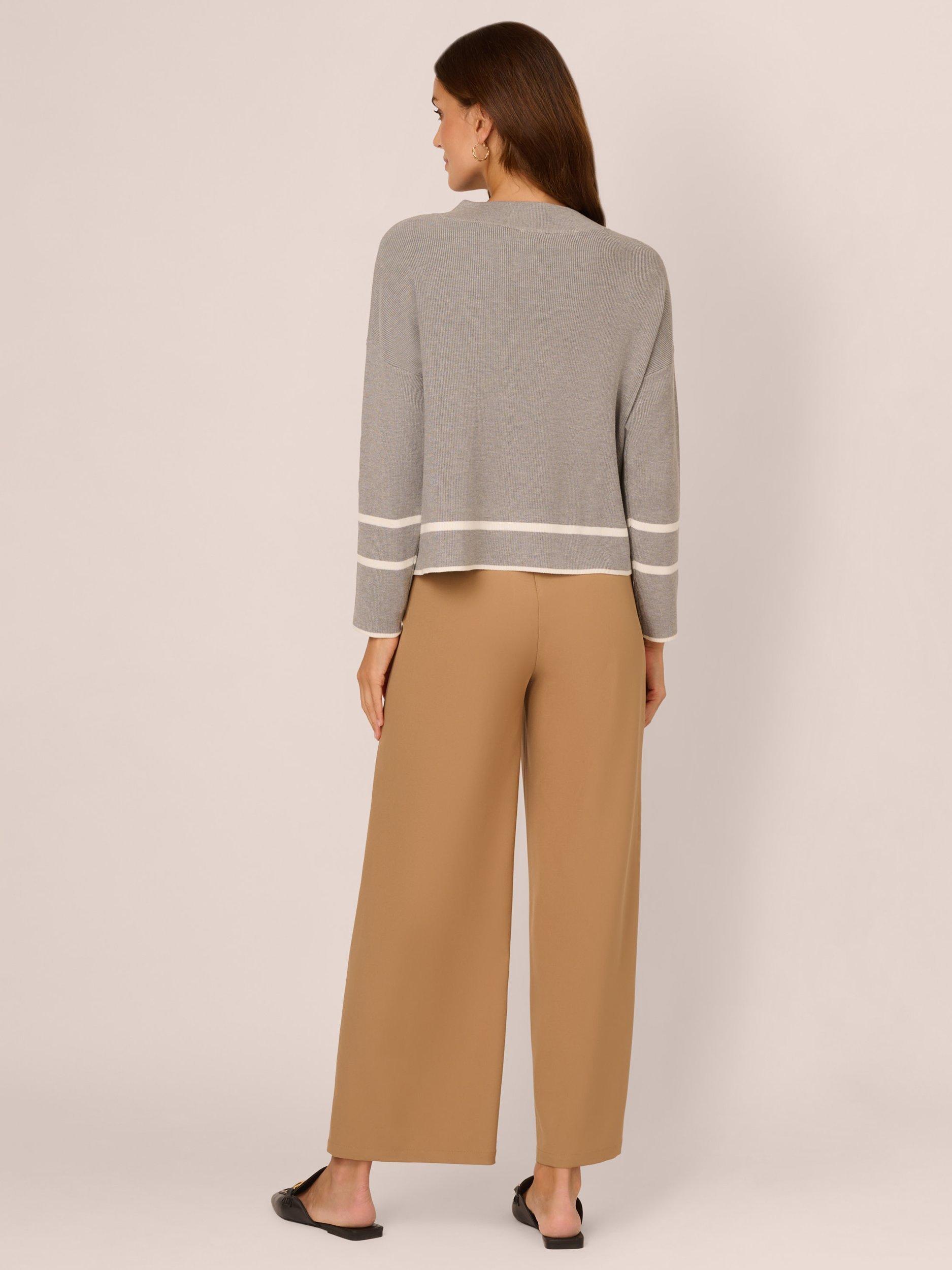 Product image 3 of 7, which shows Adrianna Papell Tipped Stripe Side Button Jumper, Heather Grey/Ivory, XS