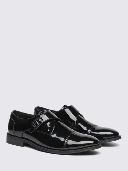 Moss Patent Monk Shoes, Black - view 2, Black