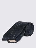 Moss Silk & Wool Pindot Tie, Navy