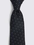 Moss Silk & Wool Pindot Tie, Navy