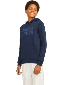 Jack & Jones Kids' Logo Hoodie, Navy, Navy