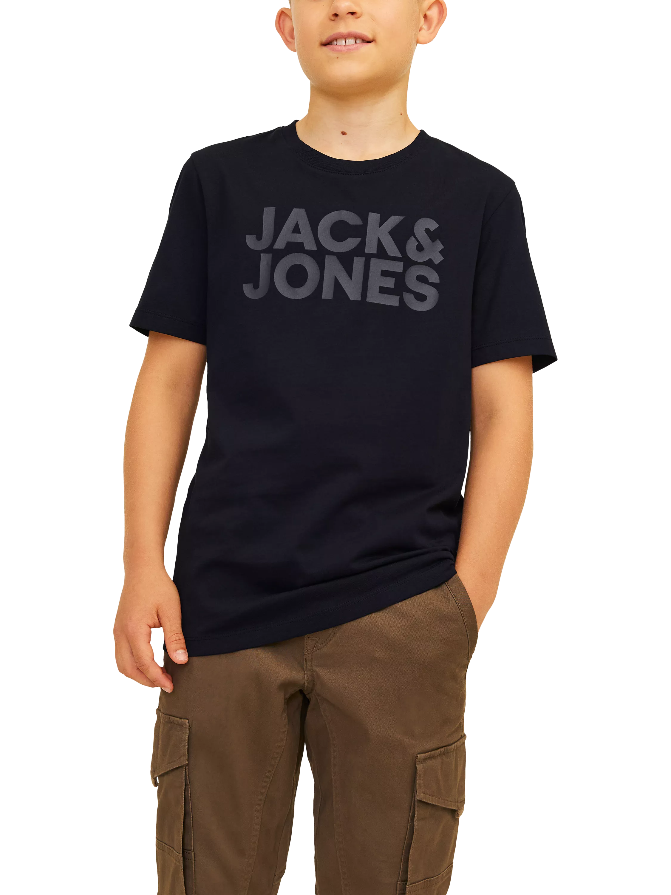 Jack & Jones Kids' Logo Cotton T-Shirt, Black