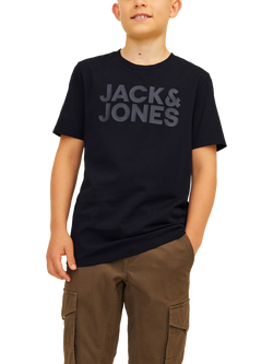 Jack & Jones Kids' Logo Cotton T-Shirt, Black, Black