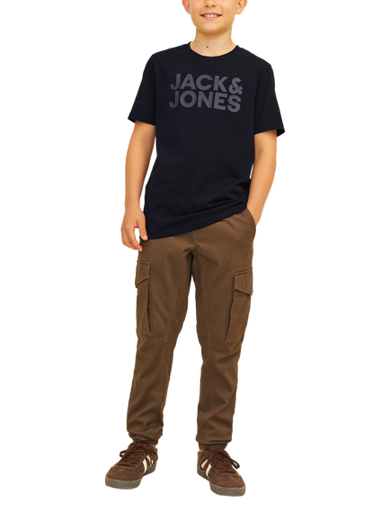 Jack & Jones Kids' Logo Cotton T-Shirt, Black - view 2, Black