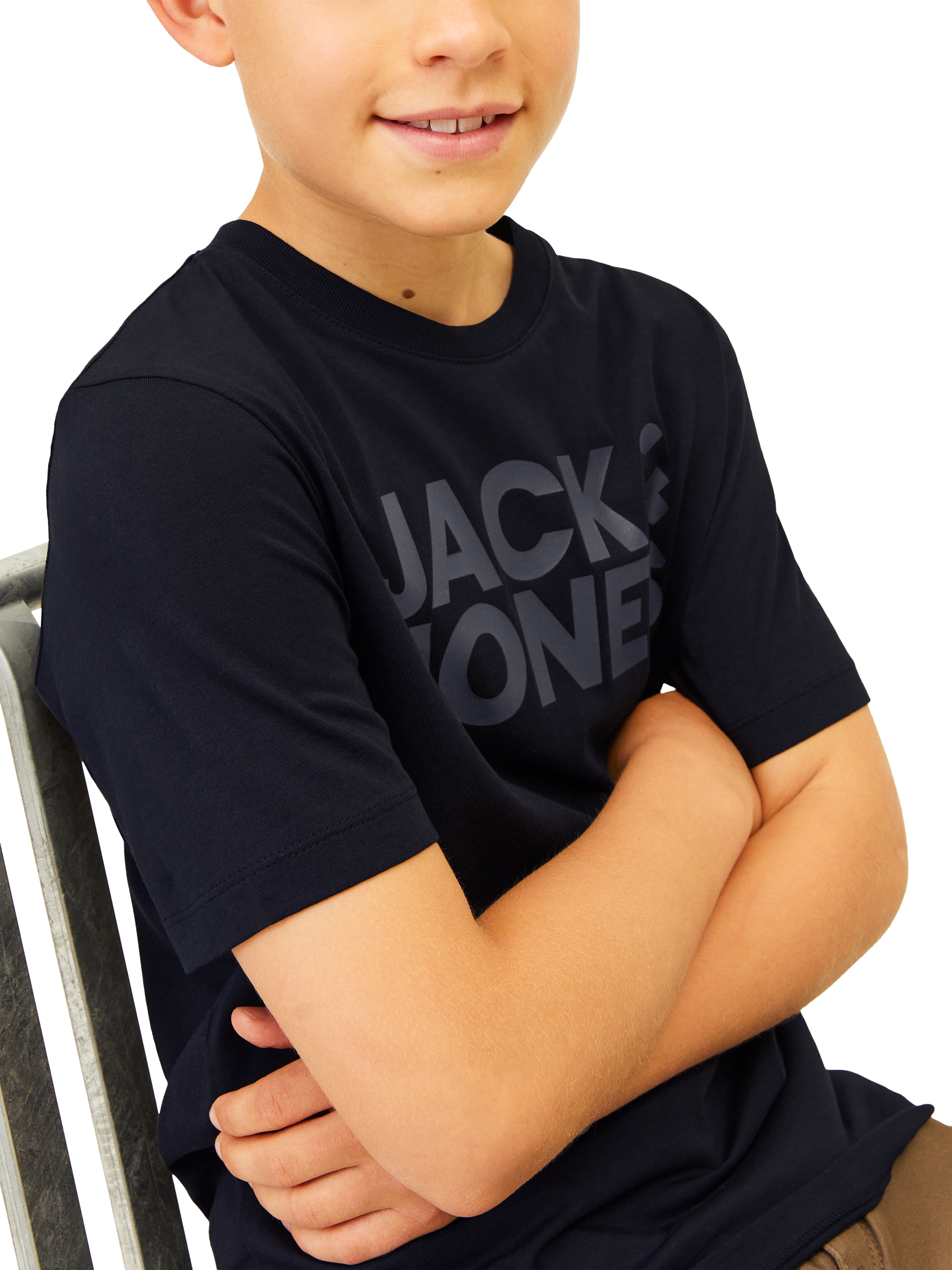 Product image 5 of 6, which shows Jack & Jones Kids' Logo Cotton T-Shirt, Black, 8 years