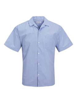 Jack & Jones Kids' Cotton Poplin Stripe Resort Shirt, Cashmere Blue, Cashmere Blue