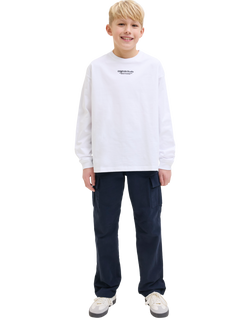 Jack & Jones Kids' Barkley Cotton Cargo Trousers, Night Sky, Night Sky