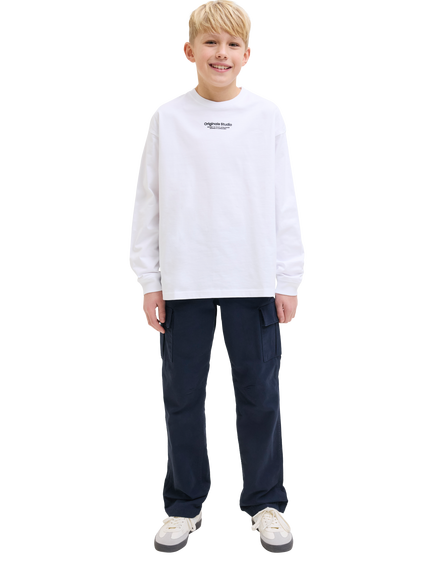 Jack & Jones Kids' Barkley Cotton Cargo Trousers, Night Sky, Night Sky