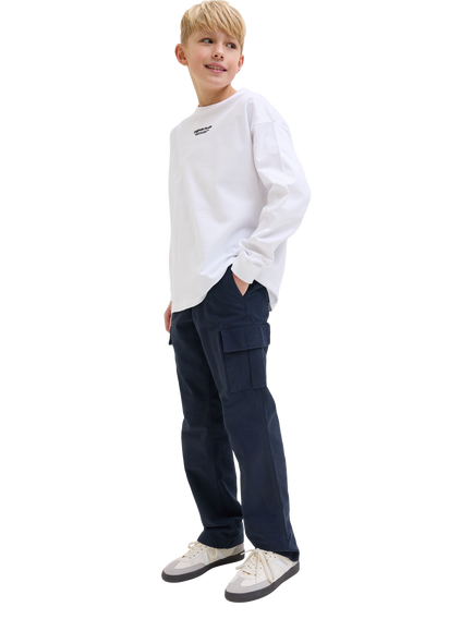 Jack & Jones Kids' Barkley Cotton Cargo Trousers, Night Sky - view 2, Night Sky