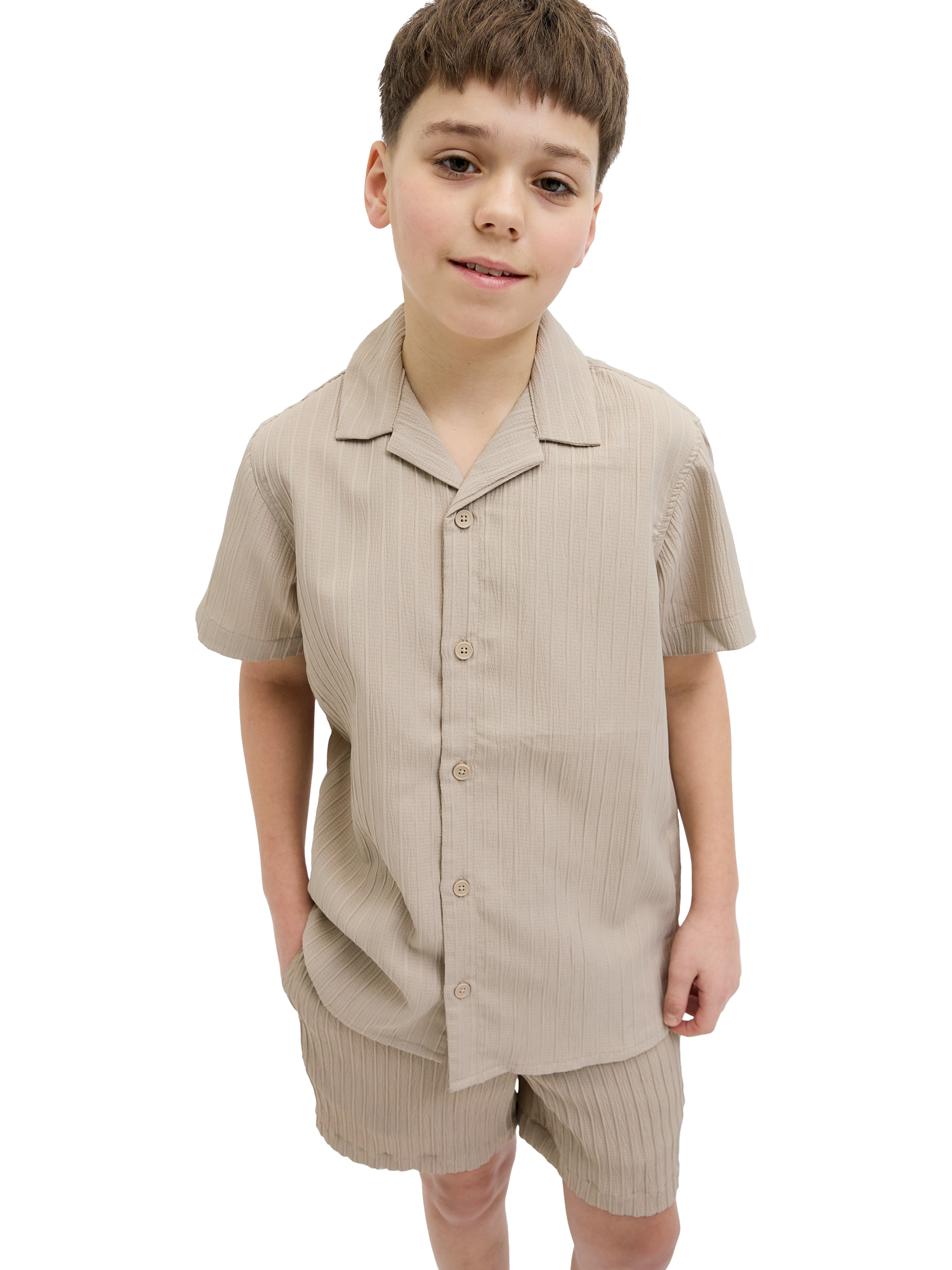 Product image 2 of 7, which shows Jack & Jones Kids' Textured Resort Shirt,, Oxford Tan, 10 years
