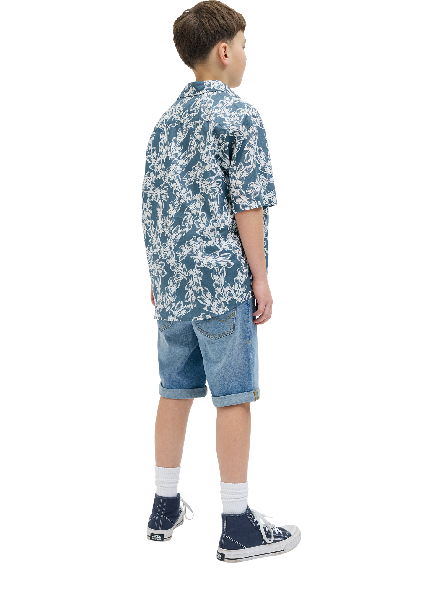 Product image 3 of 6, which shows Jack & Jones Kids' Rick Denim Turn-Up Shorts, Blue Denim, 13 years