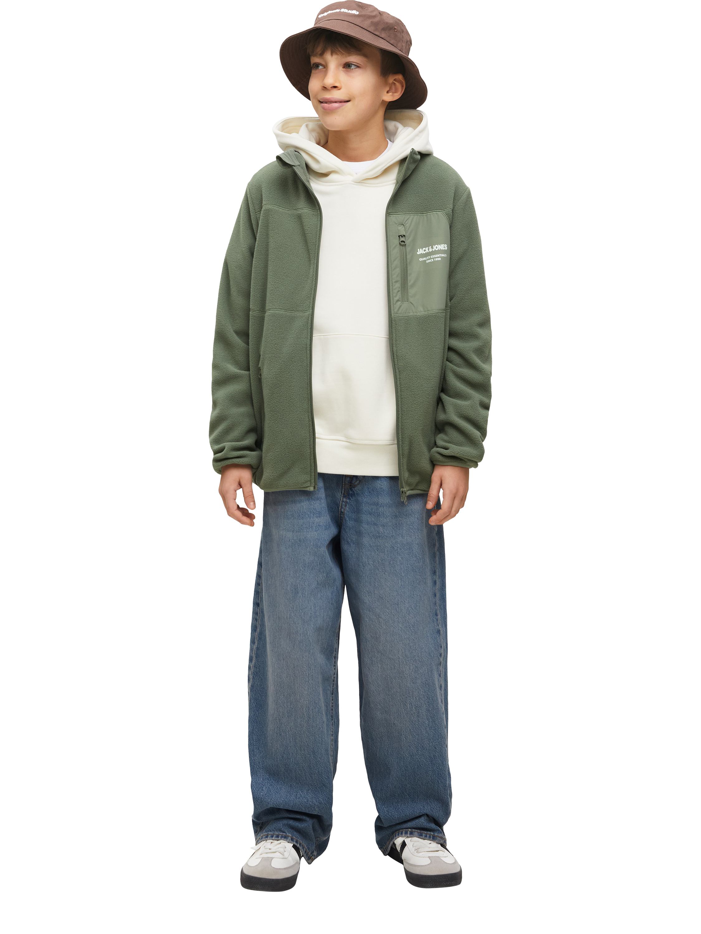 Product image 2 of 6, which shows Jack & Jones Kids' Fleece Zip-Up Jacket, Agave Green, 8 years