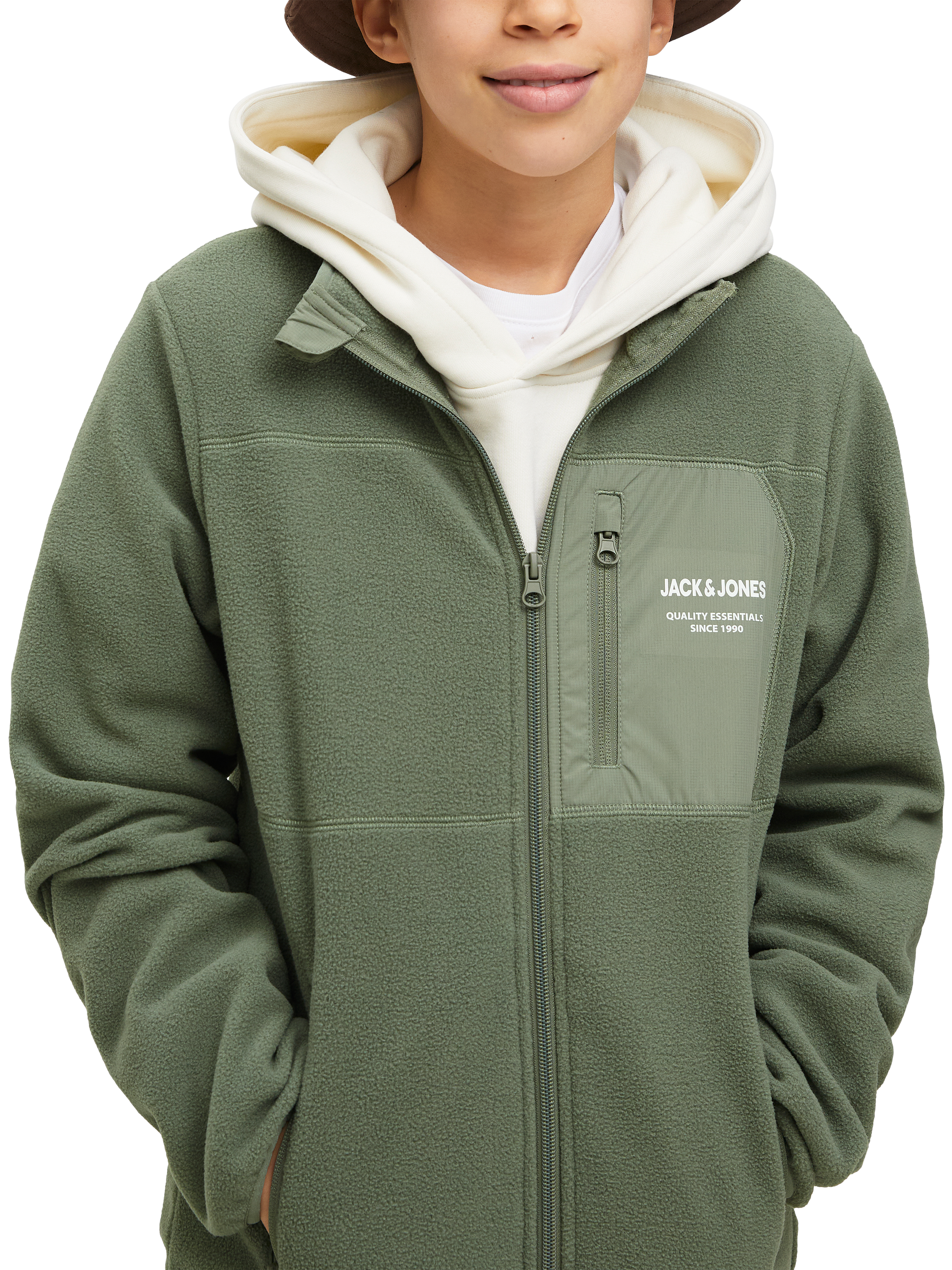 Product image 4 of 6, which shows Jack & Jones Kids' Fleece Zip-Up Jacket, Agave Green, 8 years
