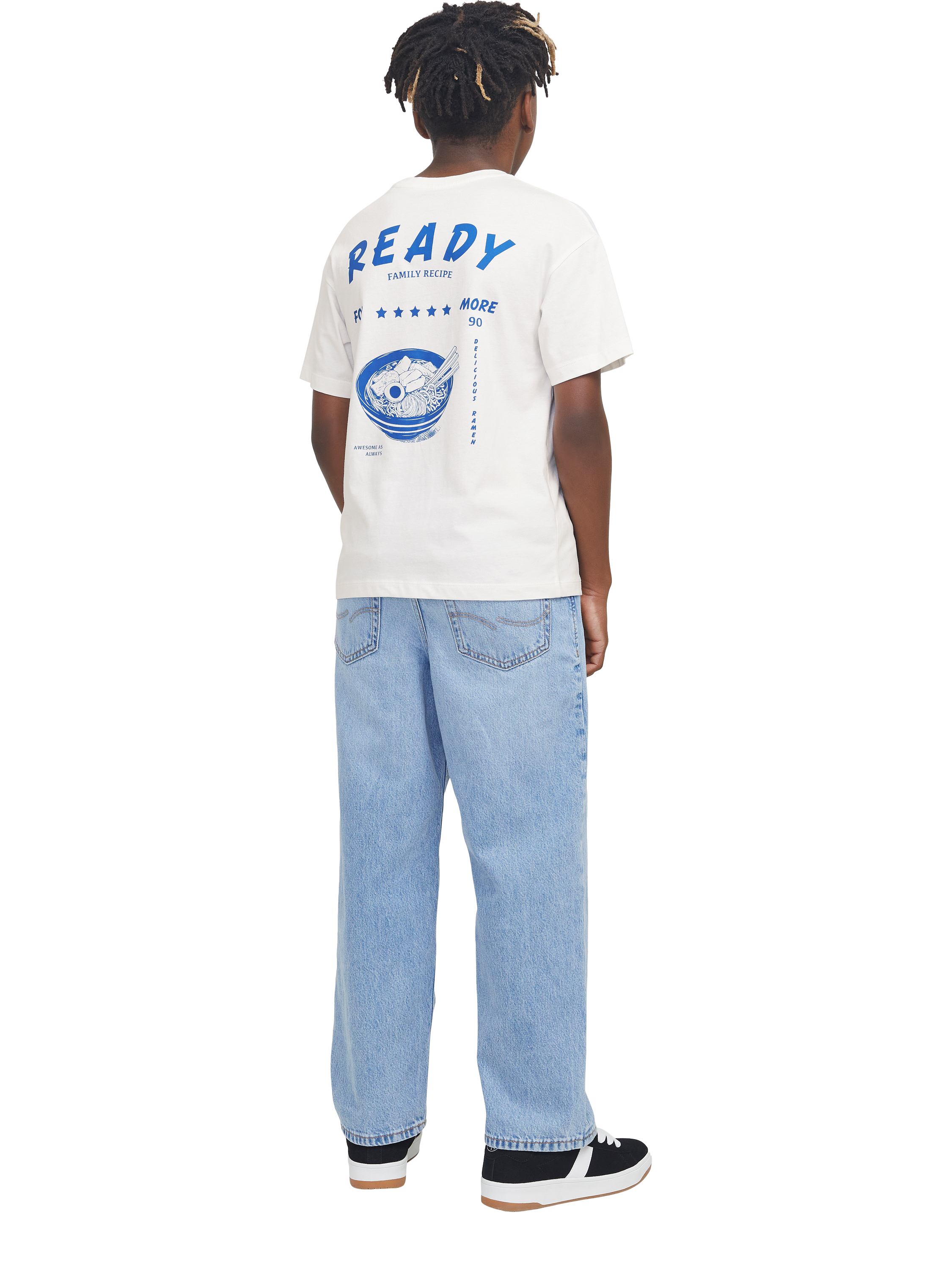Product image 2 of 2, which shows Jack & Jones Kids' Graphic Crew Neck T-Shirt, White/Blue, 8 years