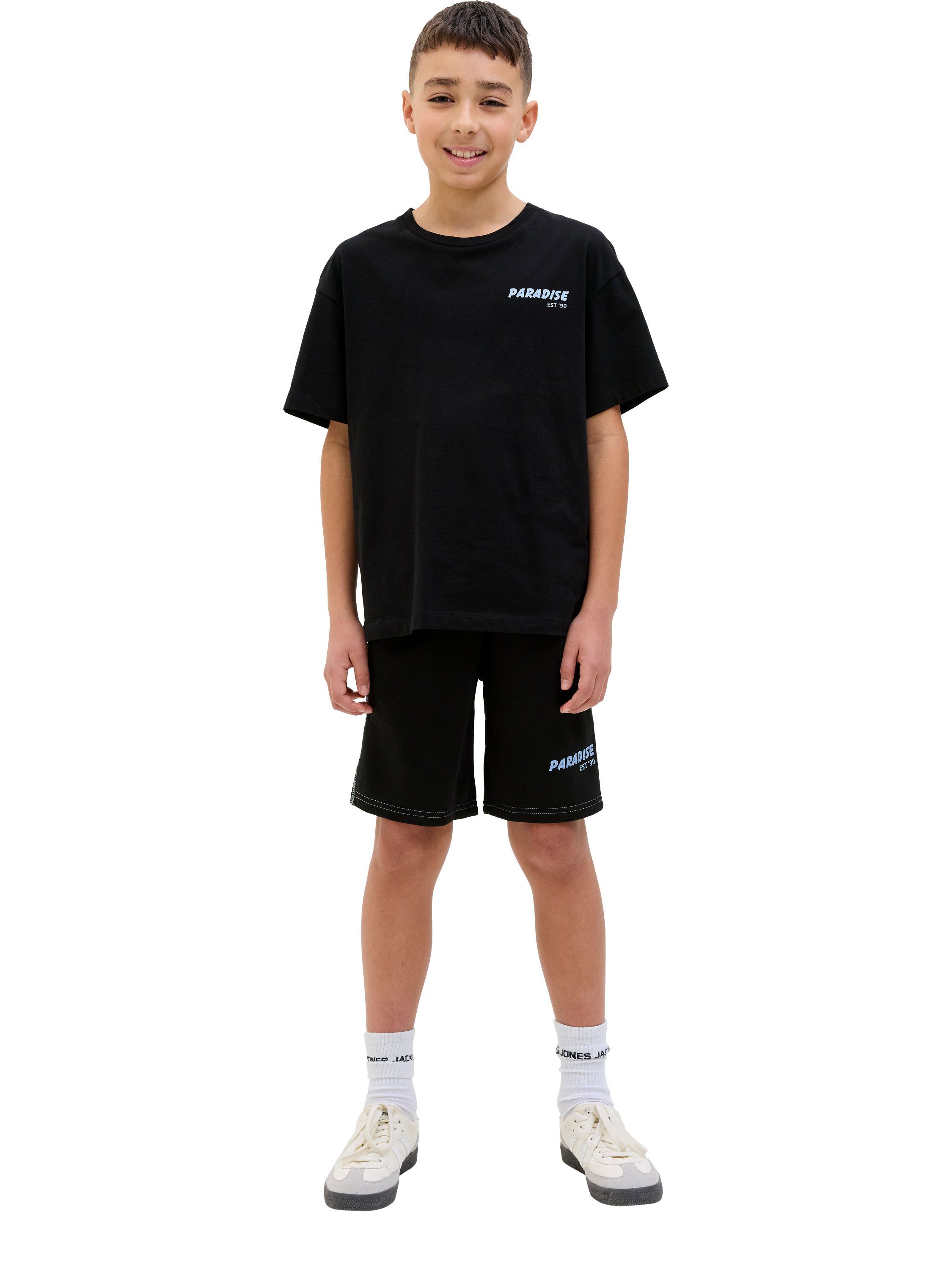 Product image 2 of 2, which shows Jack & Jones Kids' Back Graphic Crew Neck T-Shirt, Black/Light Blue, 10 years