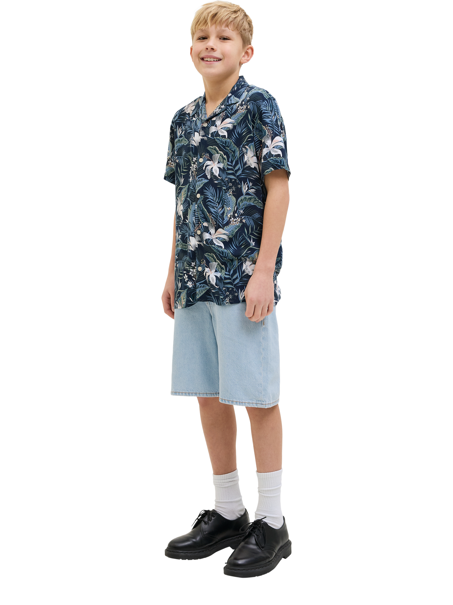 Product image 3 of 6, which shows Jack & Jones Kids' Tony Denim Shorts, Blue Denim, 8 years