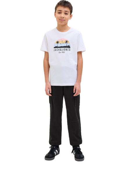 Jack & Jones Kids' Cuffed Cargo Trousers, Black, Black