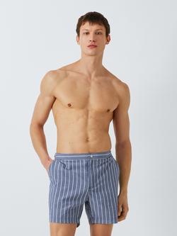 John Lewis Tailored Seersucker Stripe Swim Shorts, Blue Multi, Blue Multi