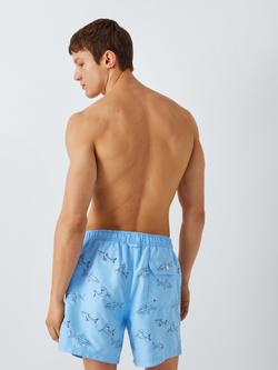 John Lewis Embroidered Shark Swim Shorts, Blue Multi - view 2, Blue Multi
