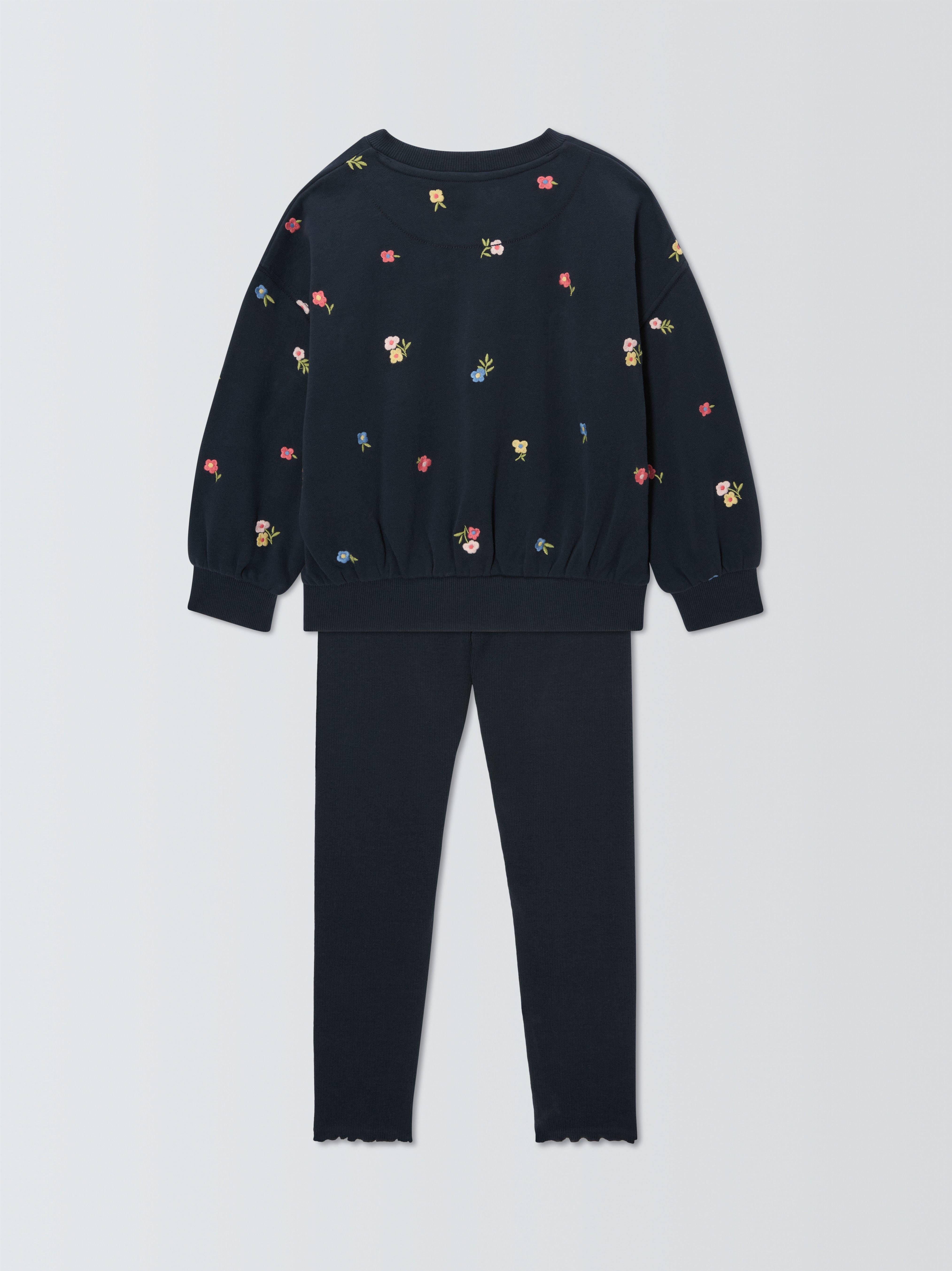 Product image 6 of 7, which shows John Lewis Kids' Embroidered Flowers Jersey Tracksuit, Blue, 6 years
