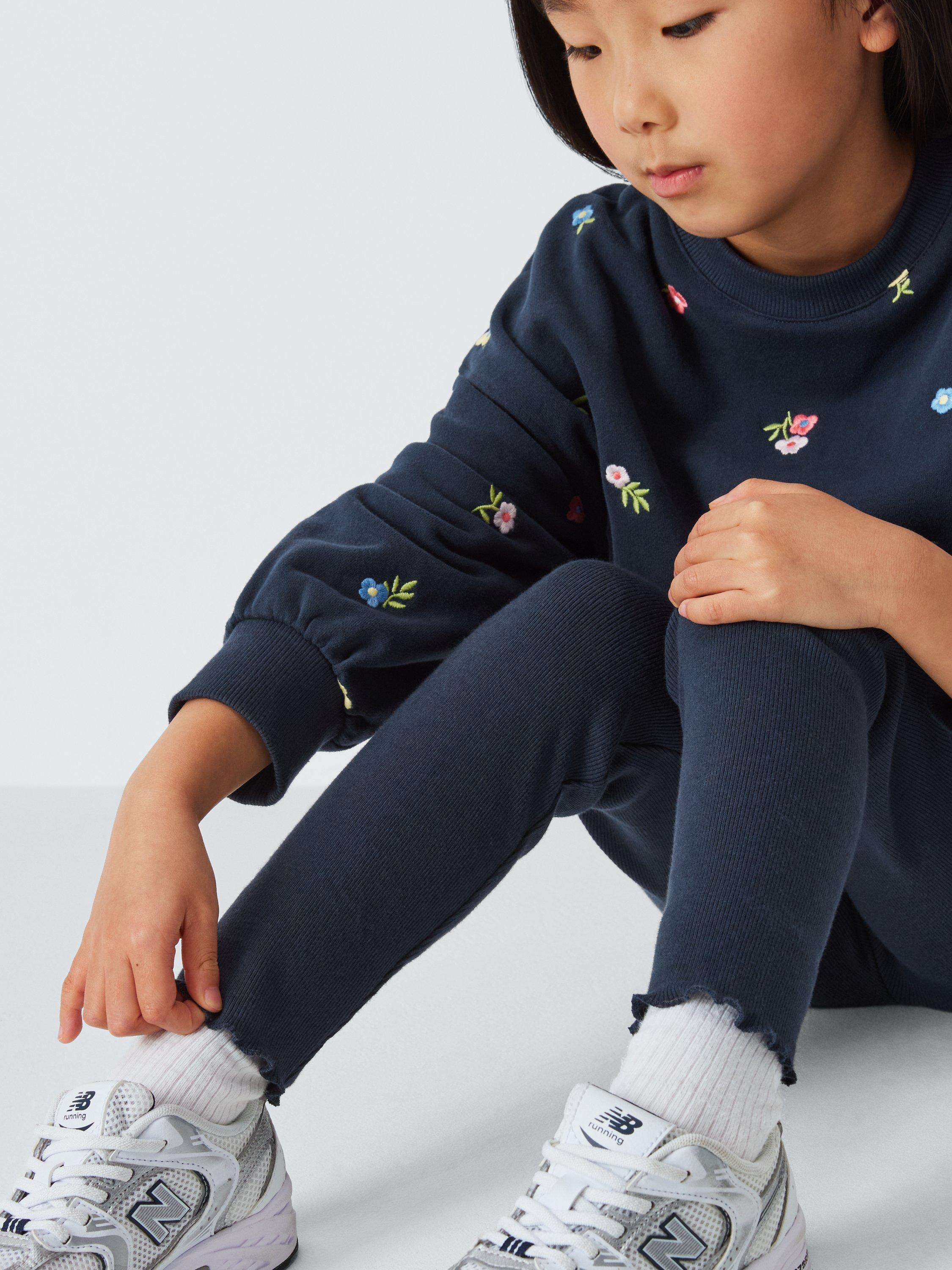 Product image 5 of 7, which shows John Lewis Kids' Embroidered Flowers Jersey Tracksuit, Blue, 6 years