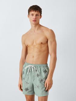 John Lewis Embroidered Palm Swim Shorts, Green, Green