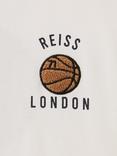 Reiss Kids' Kirby Basketball Motif T-Shirt, Off White