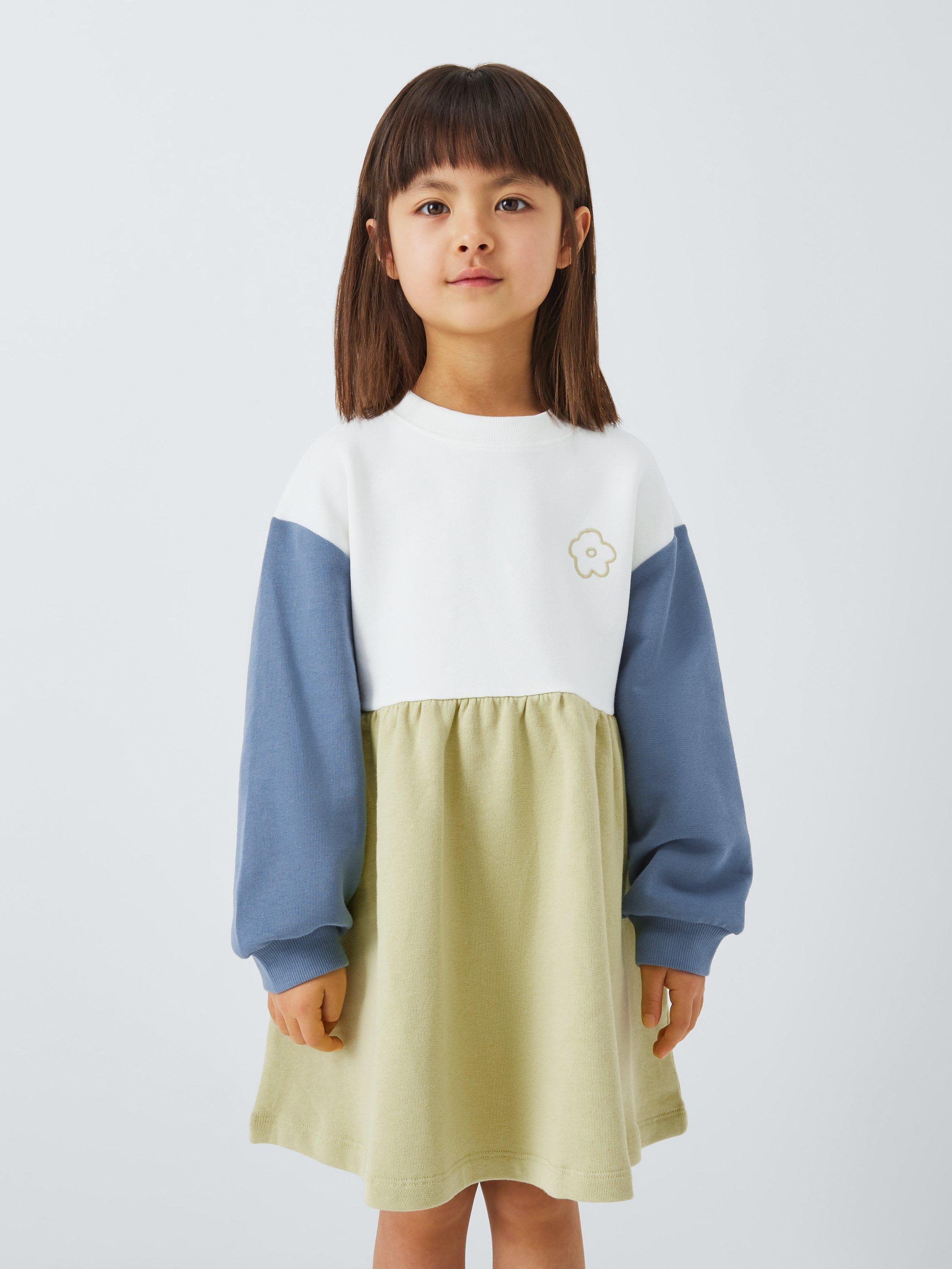 Product image 1 of 7, which shows John Lewis ANYDAY Kids' Colour Block Sweat Dress, Multi, 2 years