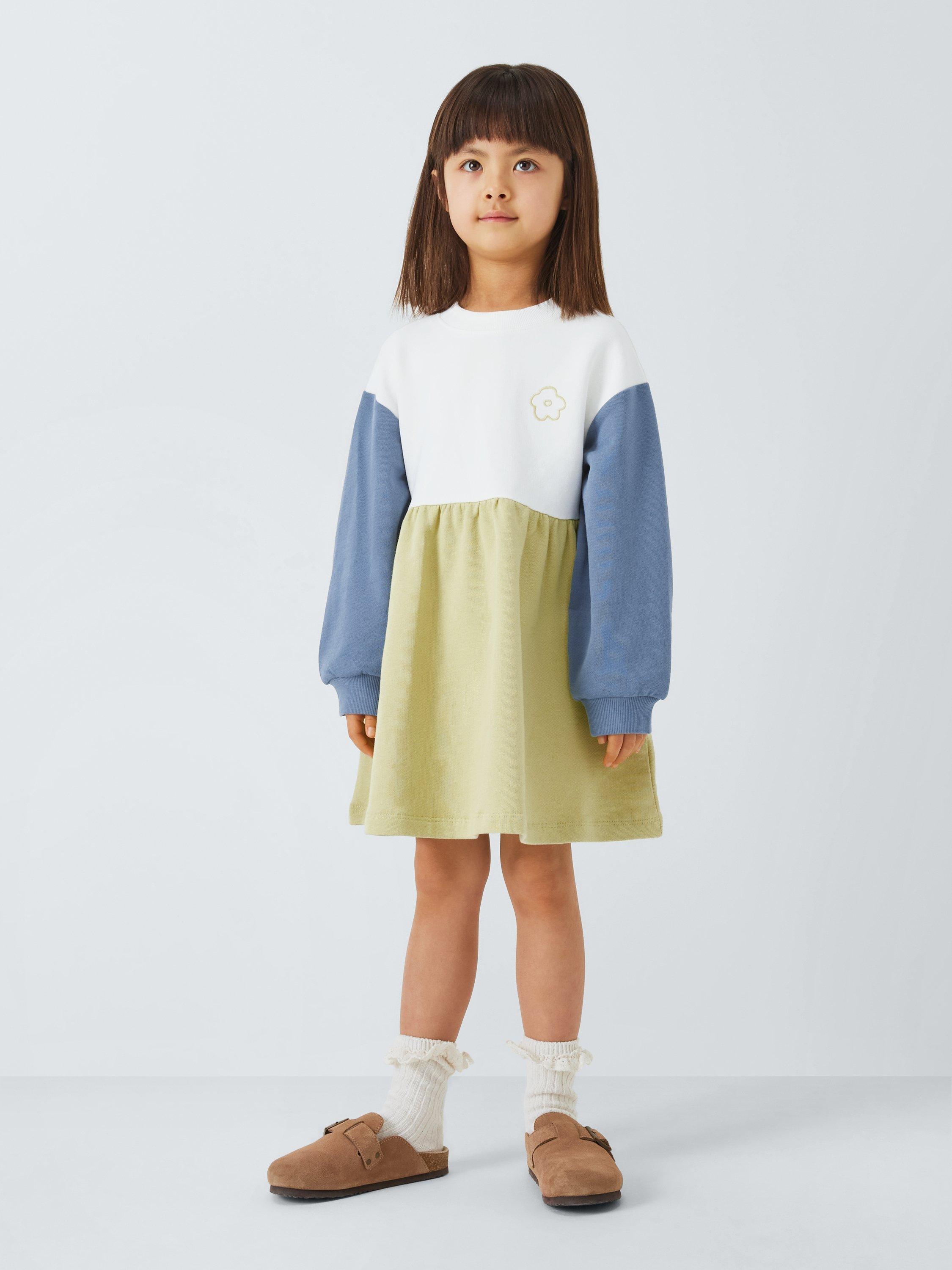 Product image 2 of 7, which shows John Lewis ANYDAY Kids' Colour Block Sweat Dress, Multi, 2 years