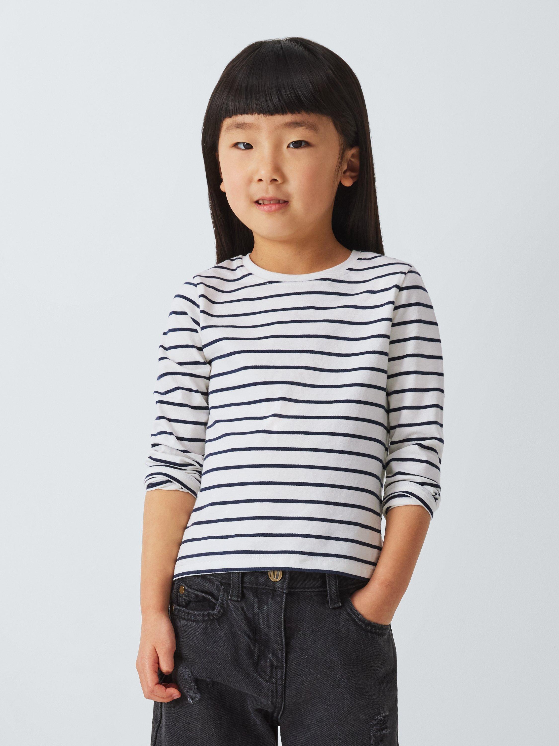Product image 2 of 7, which shows John Lewis Kids' Floral/Stripe Long Sleeve Tops, Pack of 3, Multi, 9 years